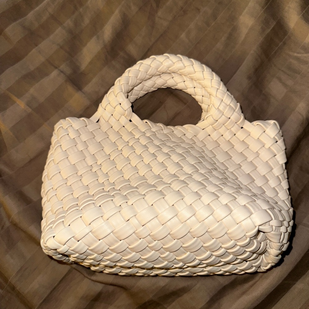 Cream vegan leather mini bag.